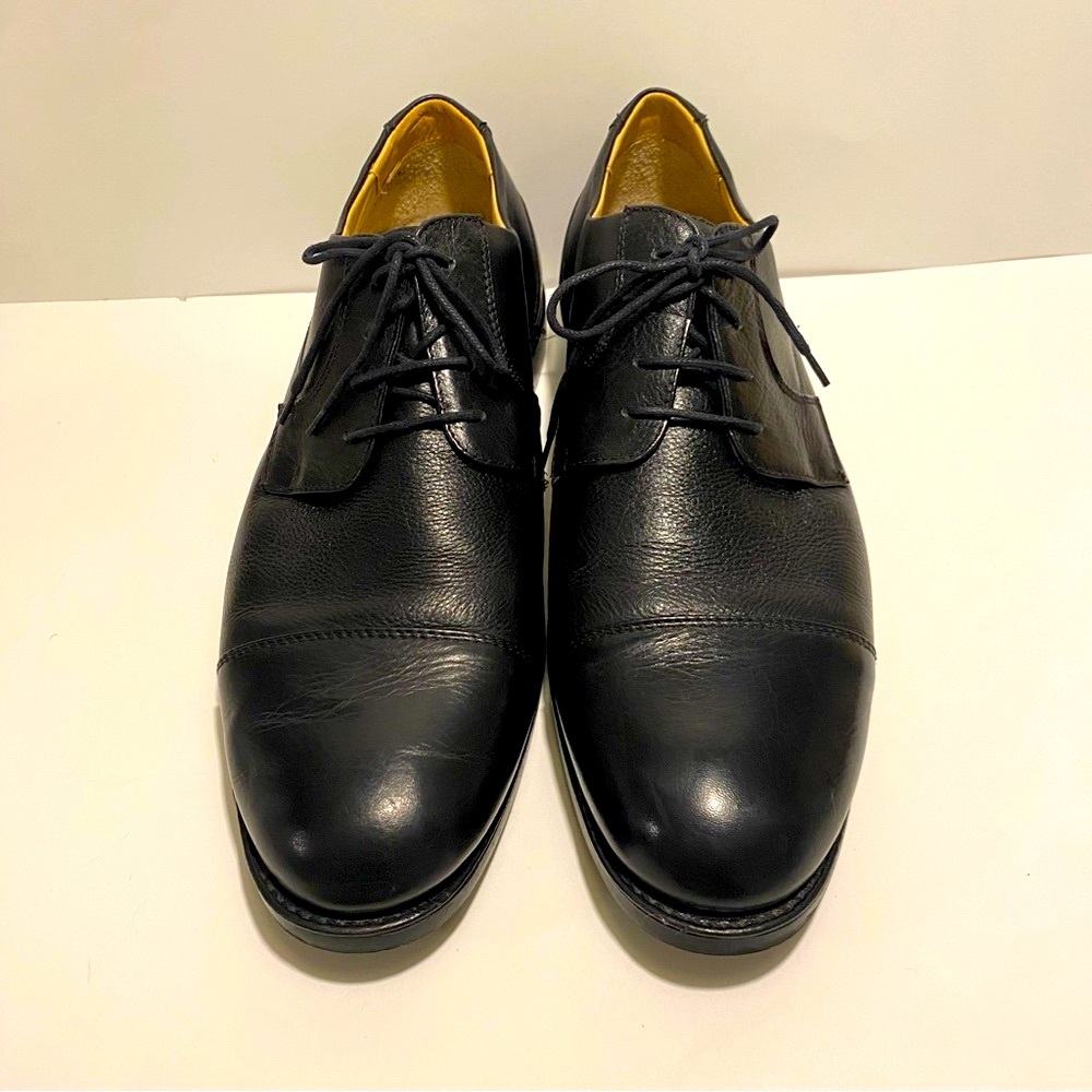 Elegant Belvedere Black Leather Cap Toe Men's Oxfords